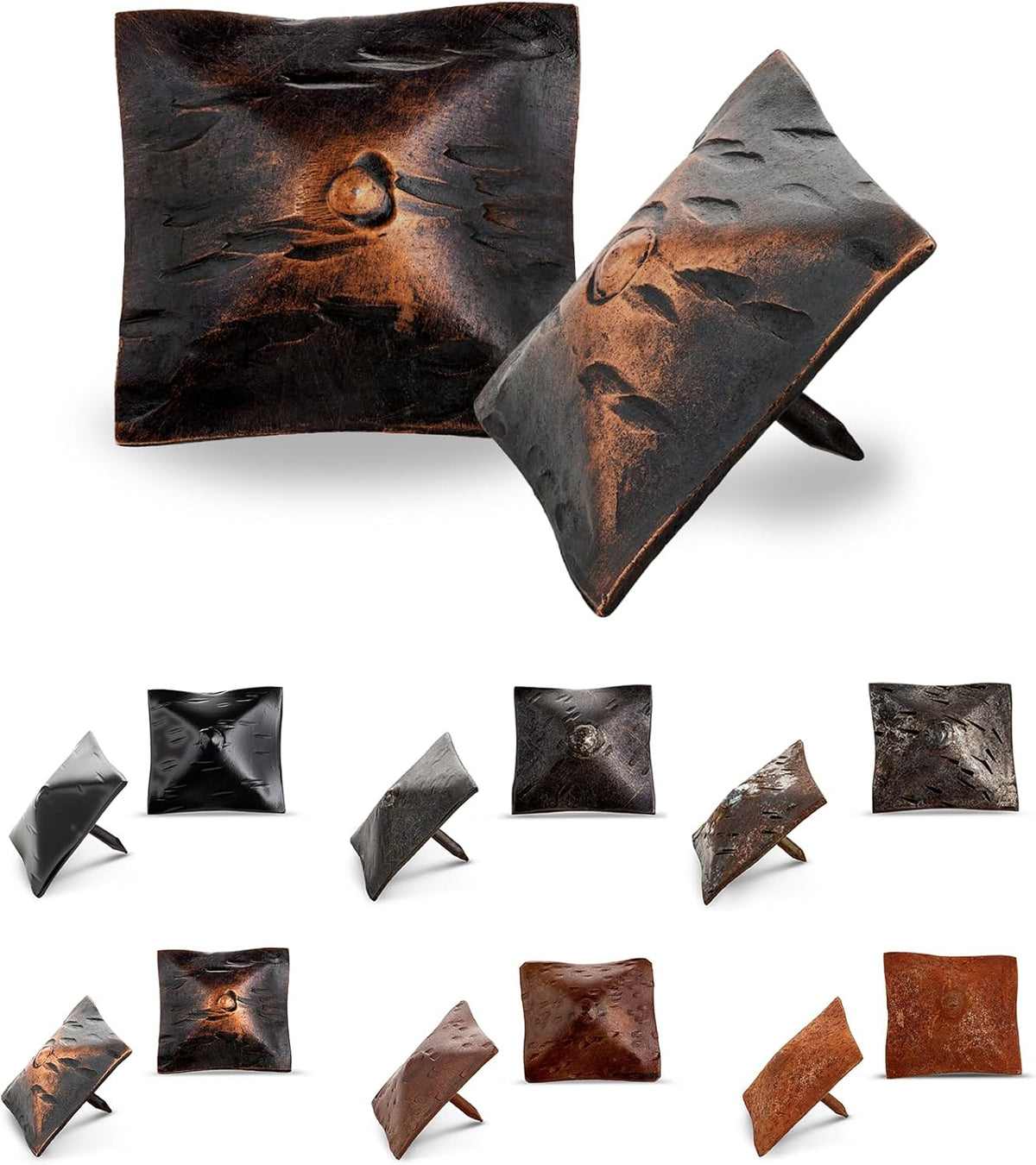 25 Pack 1.5" Square Head Iron Clavos Decorative Nails – Oil Rubbed Bronze – Handmade Rustic Square