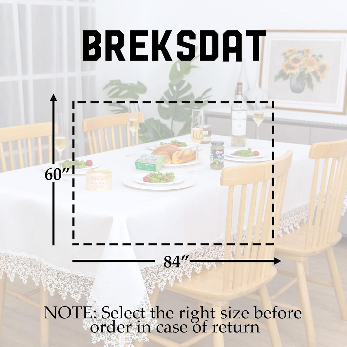 White lace Premium Rectangle Farmhouse Tablecloth Waterproof OilProof SpillProof AntiShrink Soft
