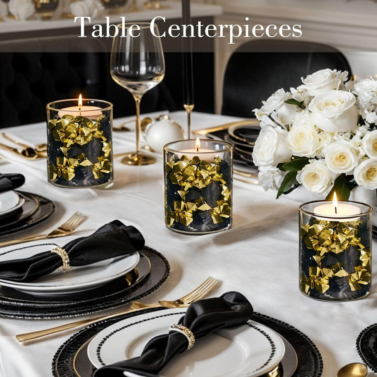 DomeStar 150PCS Fake Gold Ice, Acrylic Ice Fake Plastic Gold Nuggets Rocks Gems Marble Vases