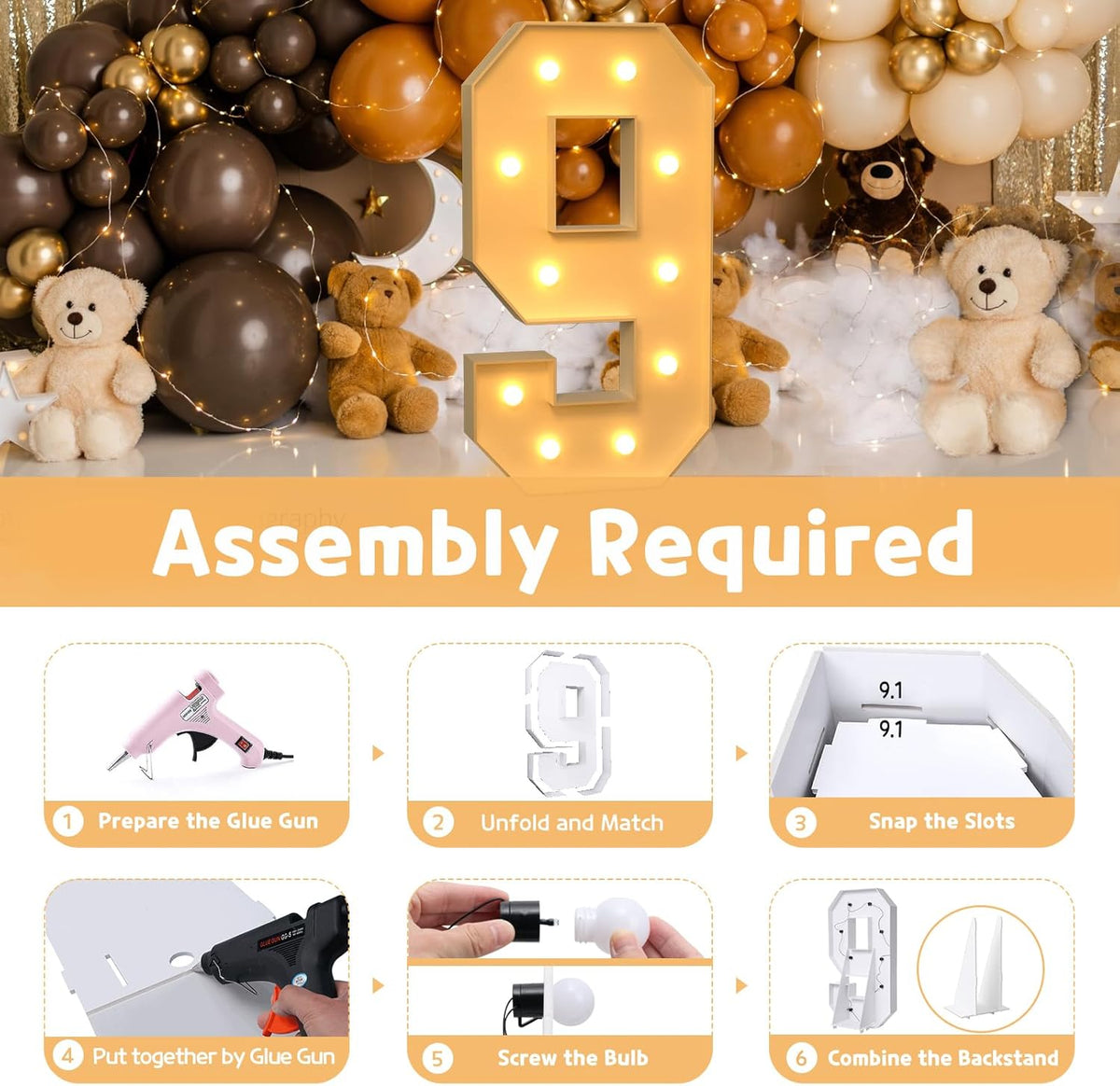 imprsv 4FT Marquee Numbers,DIY Light Up Numbers for 9th 19th Birthday Decorations, Party Party