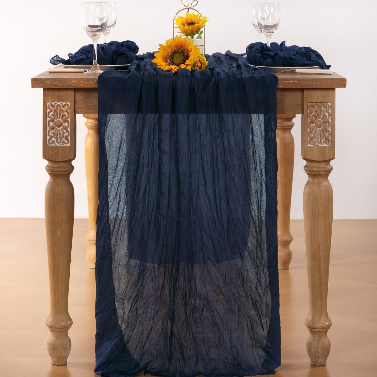 Navy Blue Cheesecloth Table Runner 6 Pack Fall Table Runners Boho Gauze 120 Inches Navy Cheese