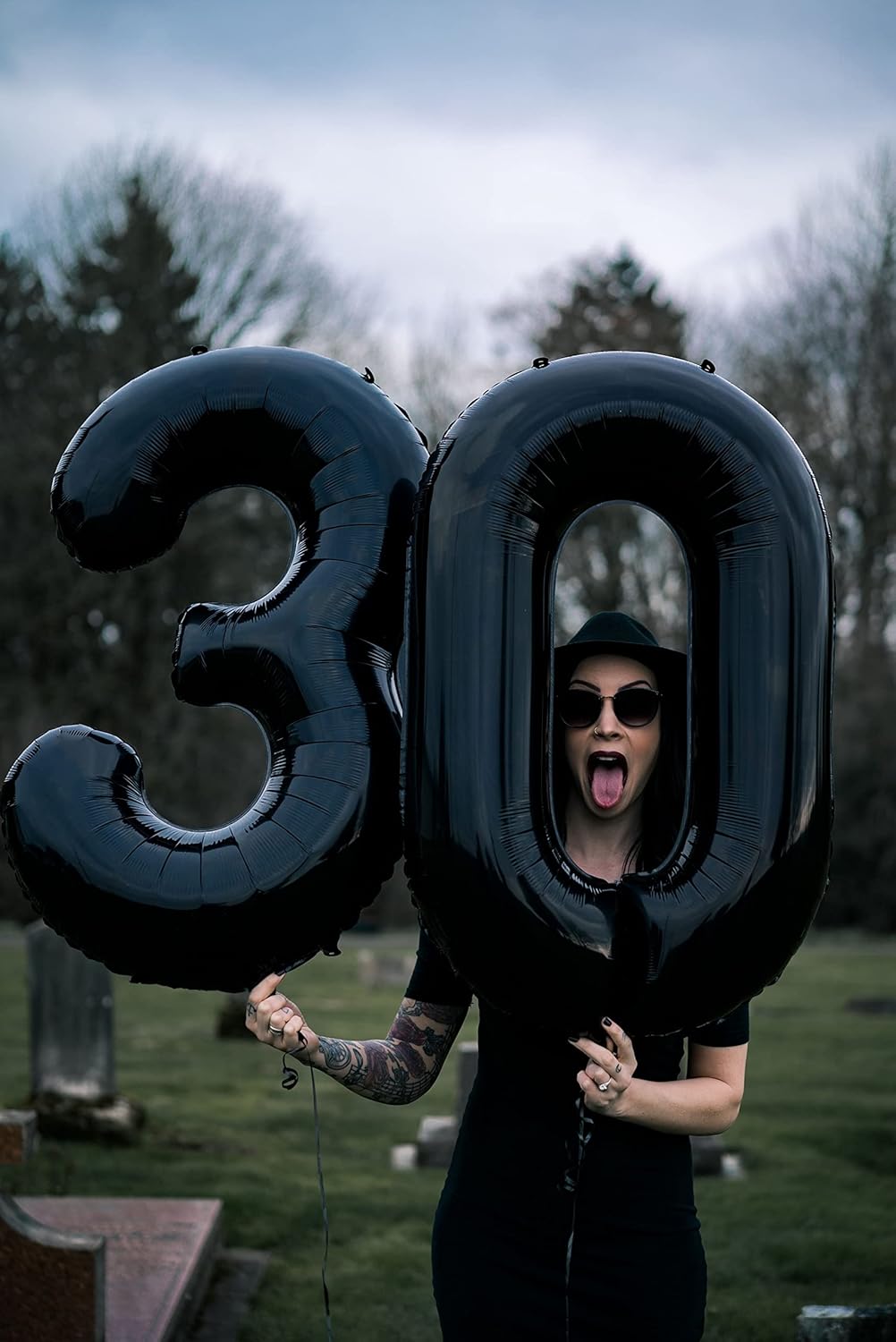 40 Inch Black Number Balloon 0-9(Zero-Nine), Big Size Happy Birthday Balloon, Foil Helium Big