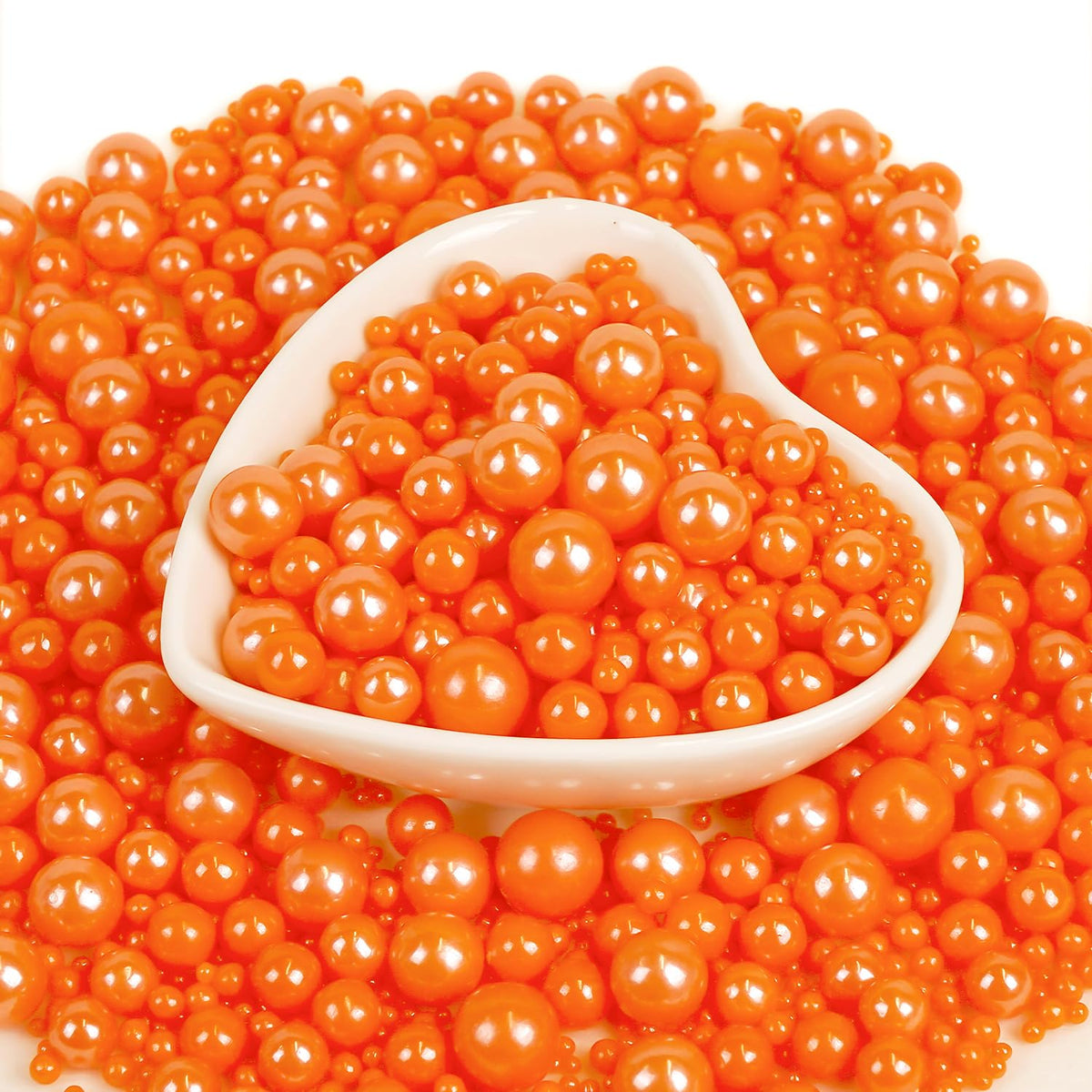Edible Orange Pearl Sugar Sprinkles, Edible Sugar Sprinkles, Pearls for Cake Decorating, Ice Cream