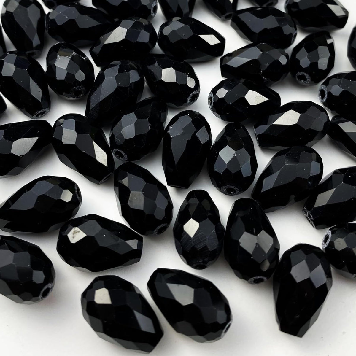 100pcs 8x12mm Teardrop Crystal Glass Beads Vertical Hole Faceted Glass Teardrop Spacer Beads for
