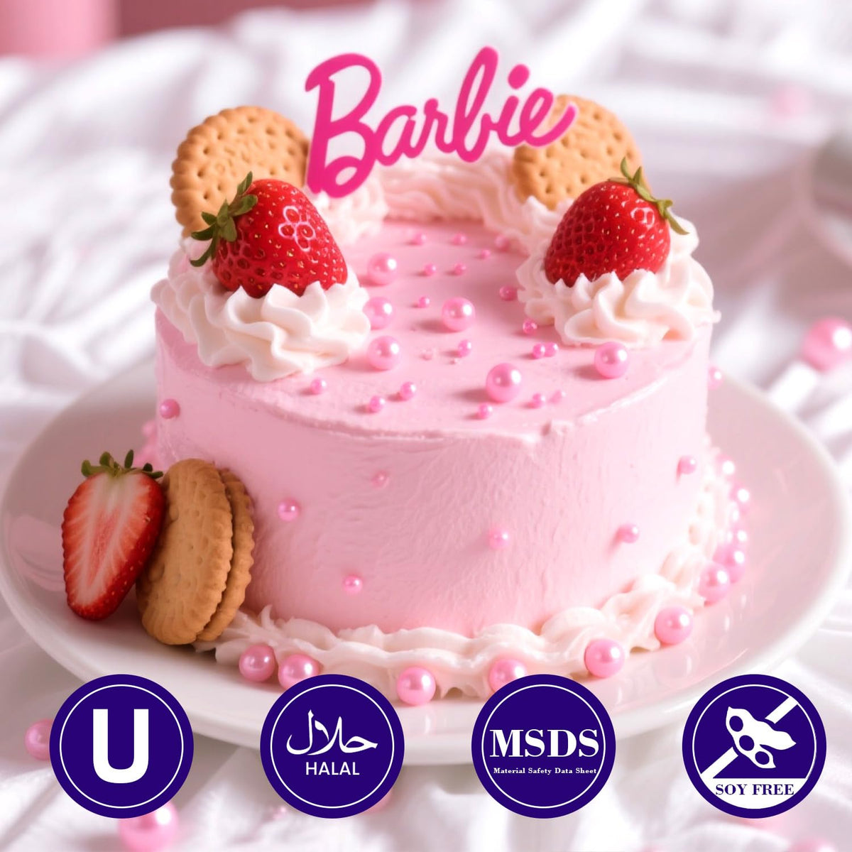 Dazzjoy Edible Pink Pearls Sugar Sprinkles, 150g/5.29oz, Pink Pearl Sprinkles for Cake Decorating