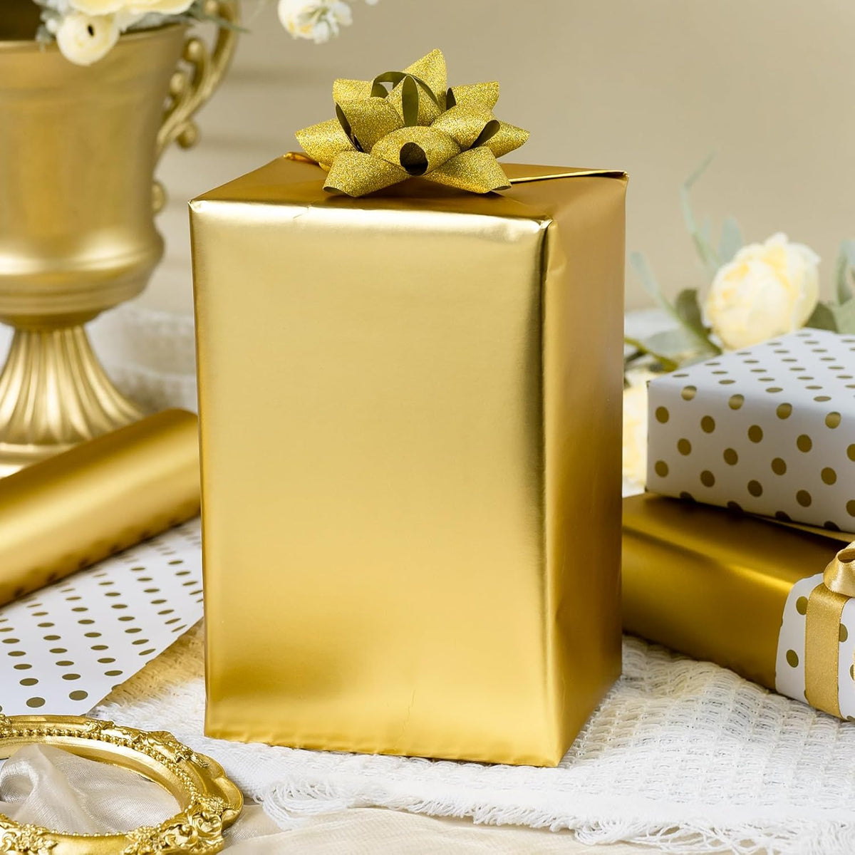 Garbendy Gift Wrapping Paper Roll-Solid Color Pearly-Lustre Paper,Perfect for Wedding, Valentine's