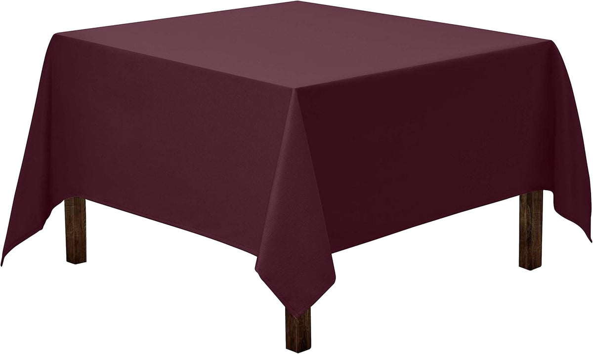Gee Di Moda Square Tablecloth - 85 x 85 Inch Eggplant Table Cloth for Large Square or Round Tables