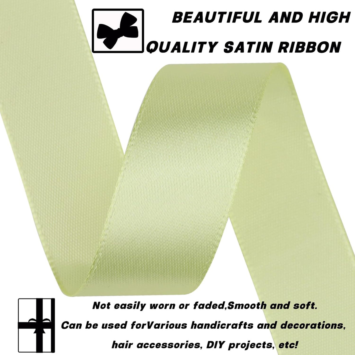 Rice Yellow Ribbon 7/8 Inch 30 Yards Satin Craft Ribbon-Single Face Polyester Ribbon for Handmade