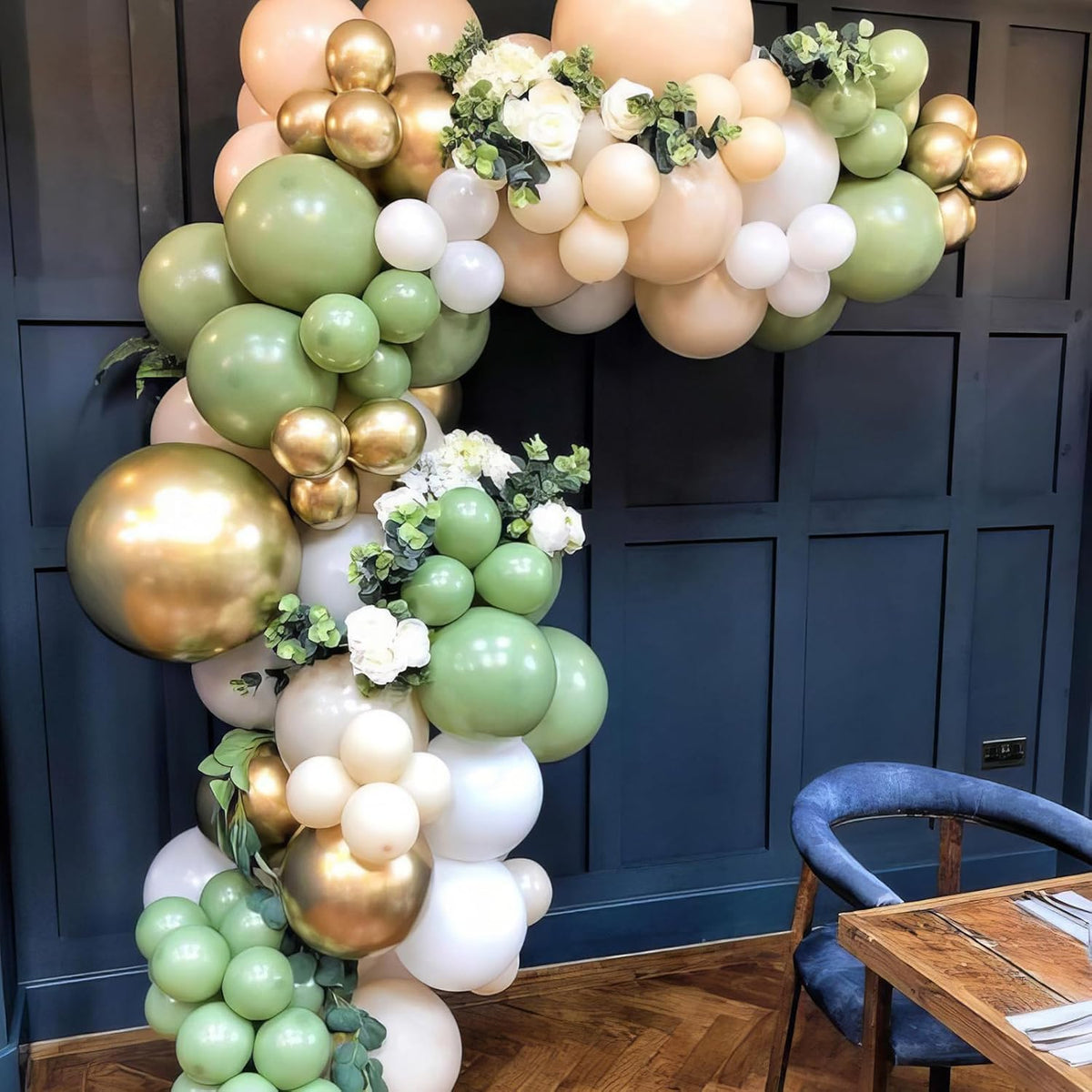 Sage Green Balloons, Sage Balloons Retro White Pearl Light Green Balloon, White Sand Gold Confetti