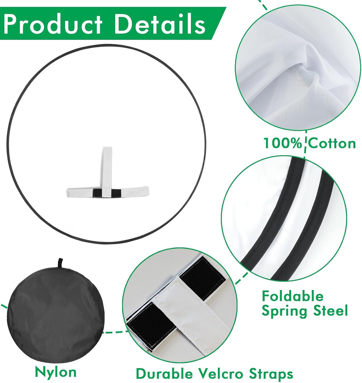 Portable White Screen Chair, 57 in BlueBackdrop with Stand Double Sided Foldable Screen Background