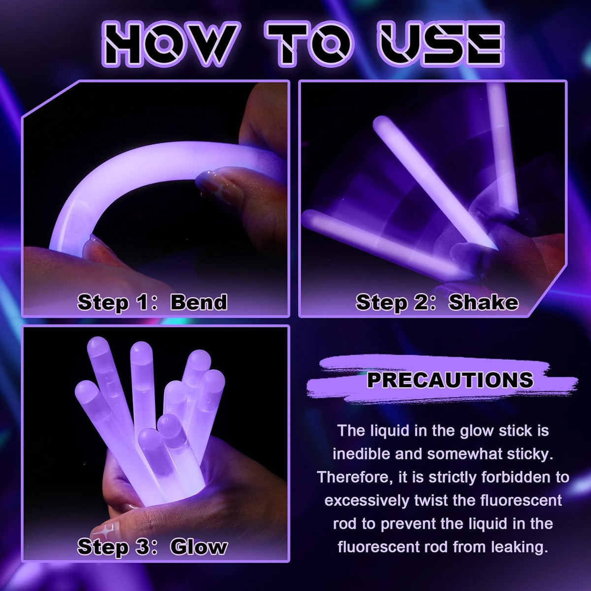 Lewtemi 4" or 6" 100 Pack Bright Glow Sticks Bulk, Glow in The Dark Party Supplies Birthday and