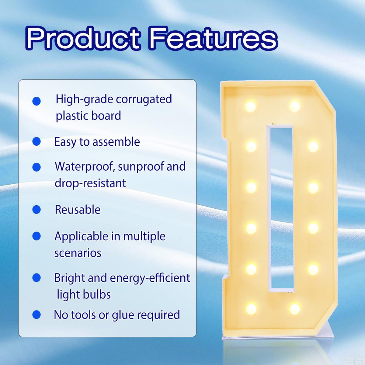 4FT Marquee Plastic Letters D - Light up Letters D Are Made from Corrugated Plastic Board - Quick