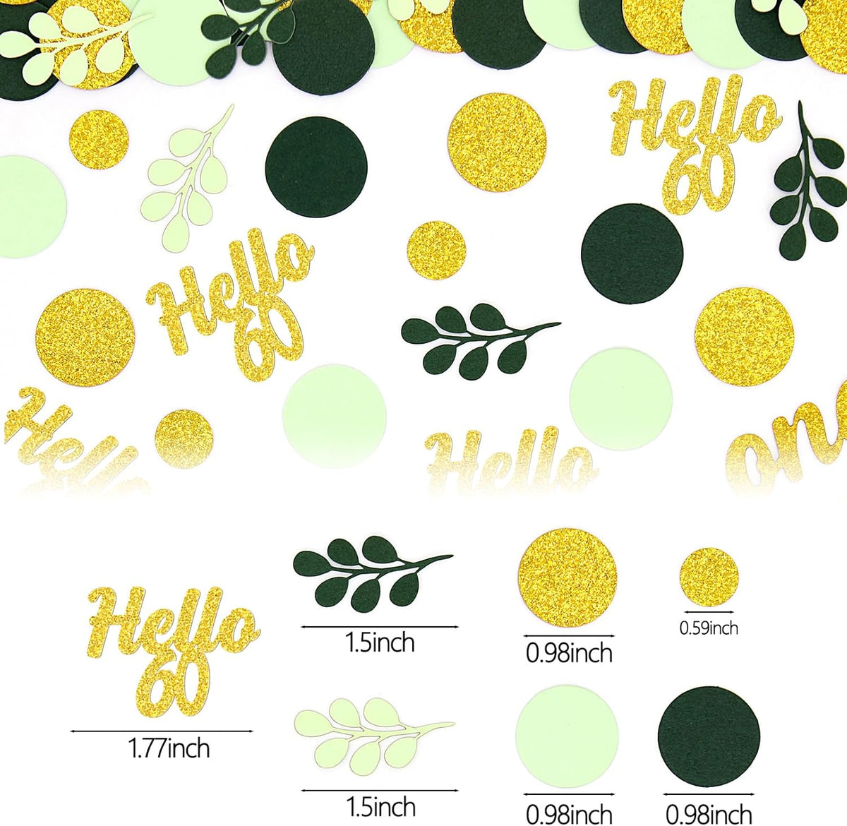 300PC Gold Glitter and Sage Green Happy 60th Birthday Decorations for Men/Woman Greenery 60th