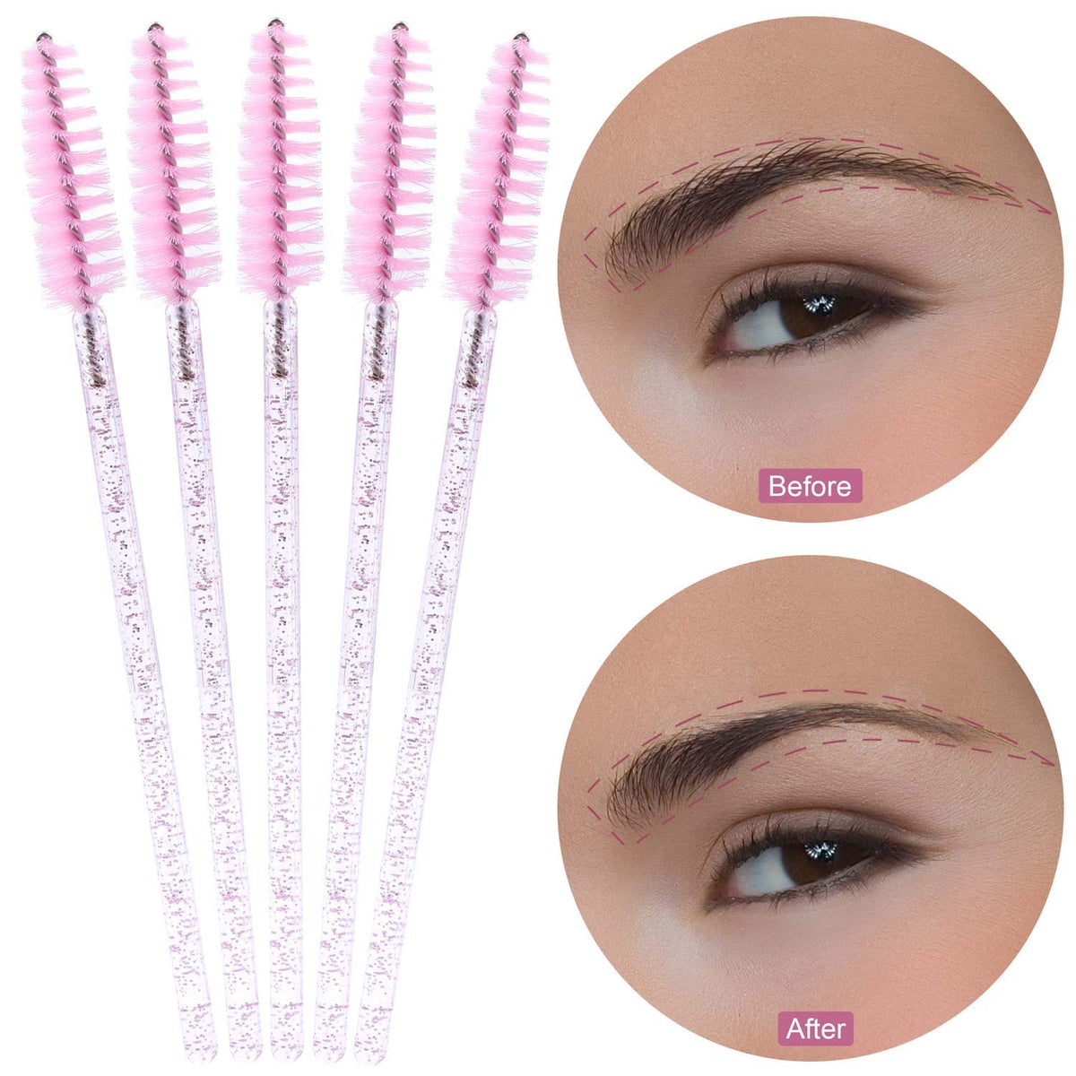 Tbestmax 200 Disposable Eyelash Brush Mascara Wands Spoolies for Eye Lashes Extension Eyebrow and
