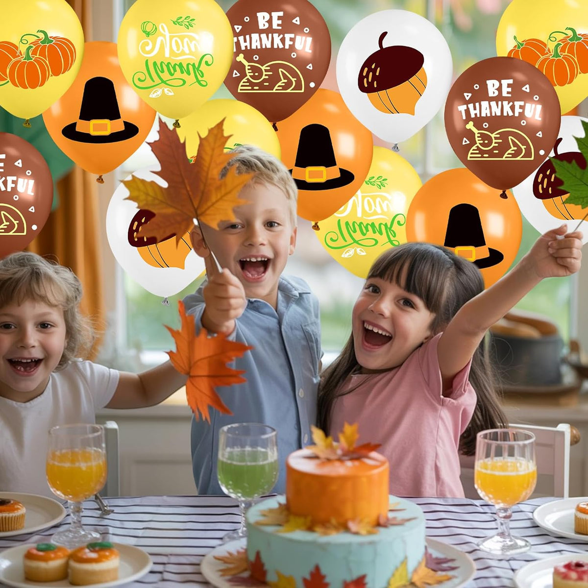 Thanksgiving Balloons, 12 Inch Brown Yellow Burnt Orange Coffee White Pumpkin Turkey Autumn Latex