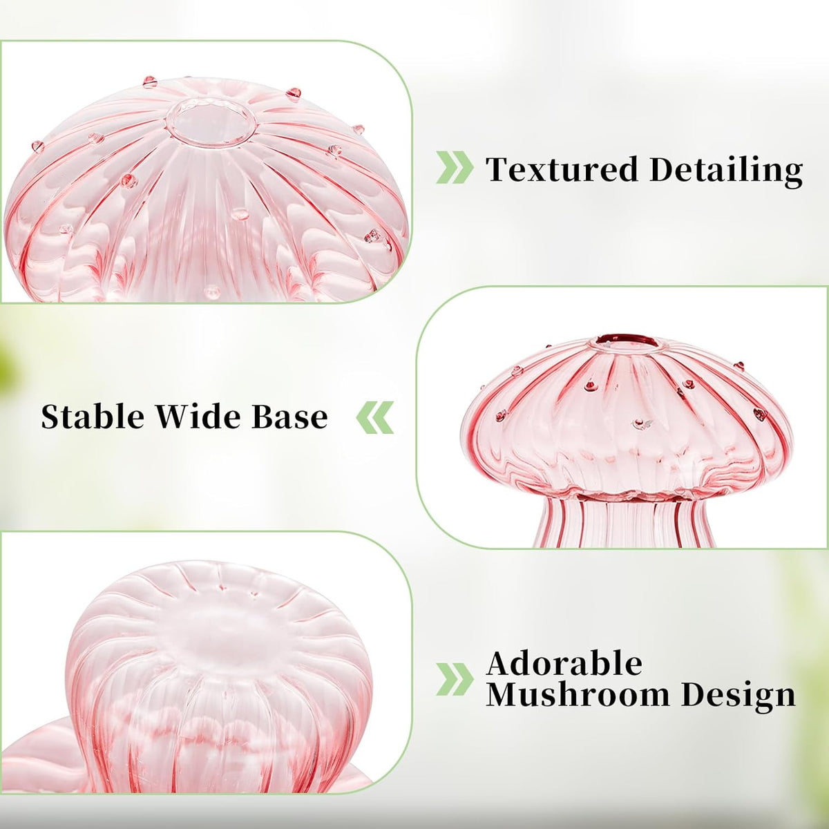 Glasseam Mushroom Plant Propagation Stations: Pink Glass Terrarium Jar Set of 5 Cute Planters for