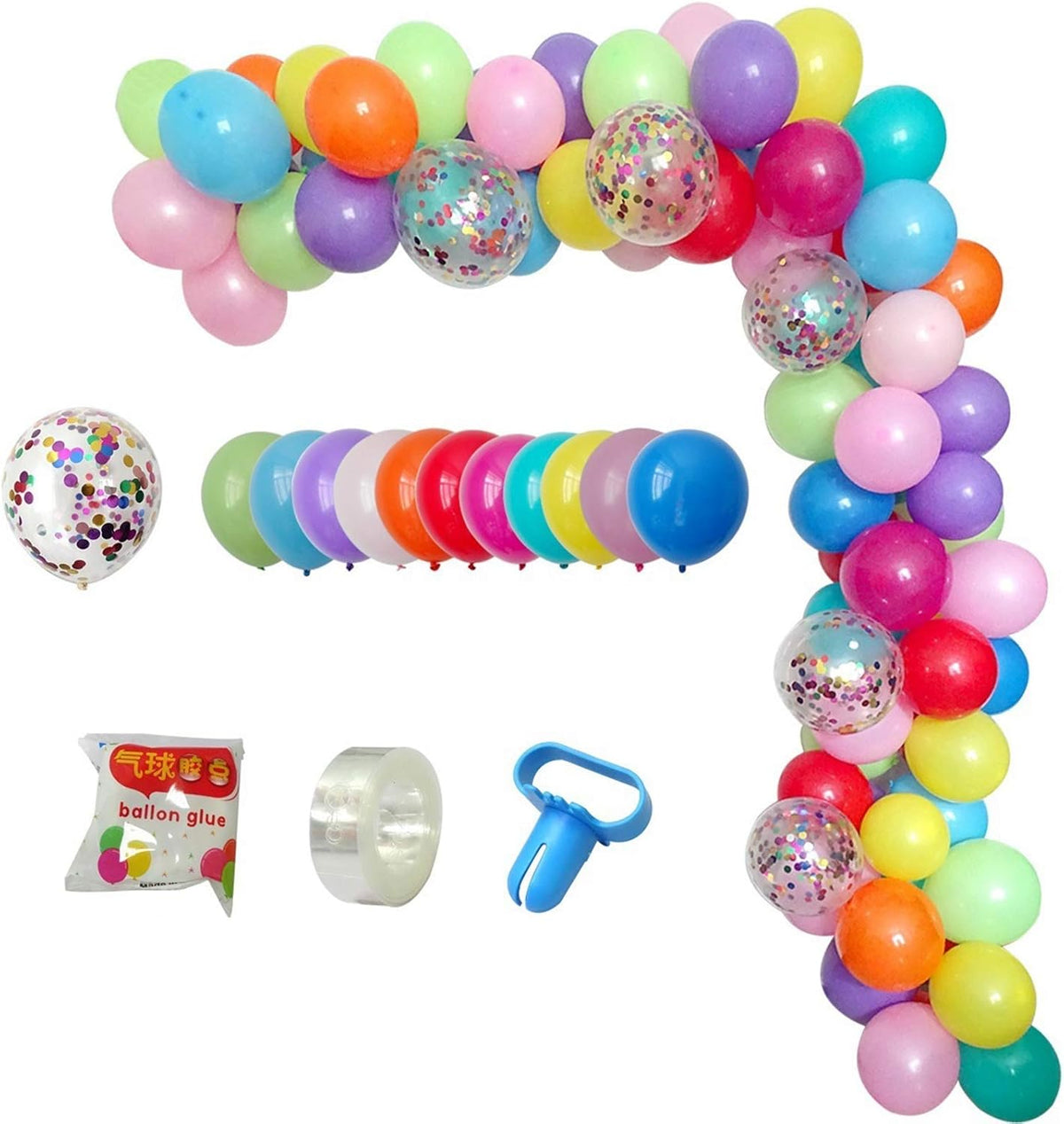 DIY Balloon Arch & Garland Kit, 113Pcs Party Balloons Decoration Set, Colorful Confetti Balloons &