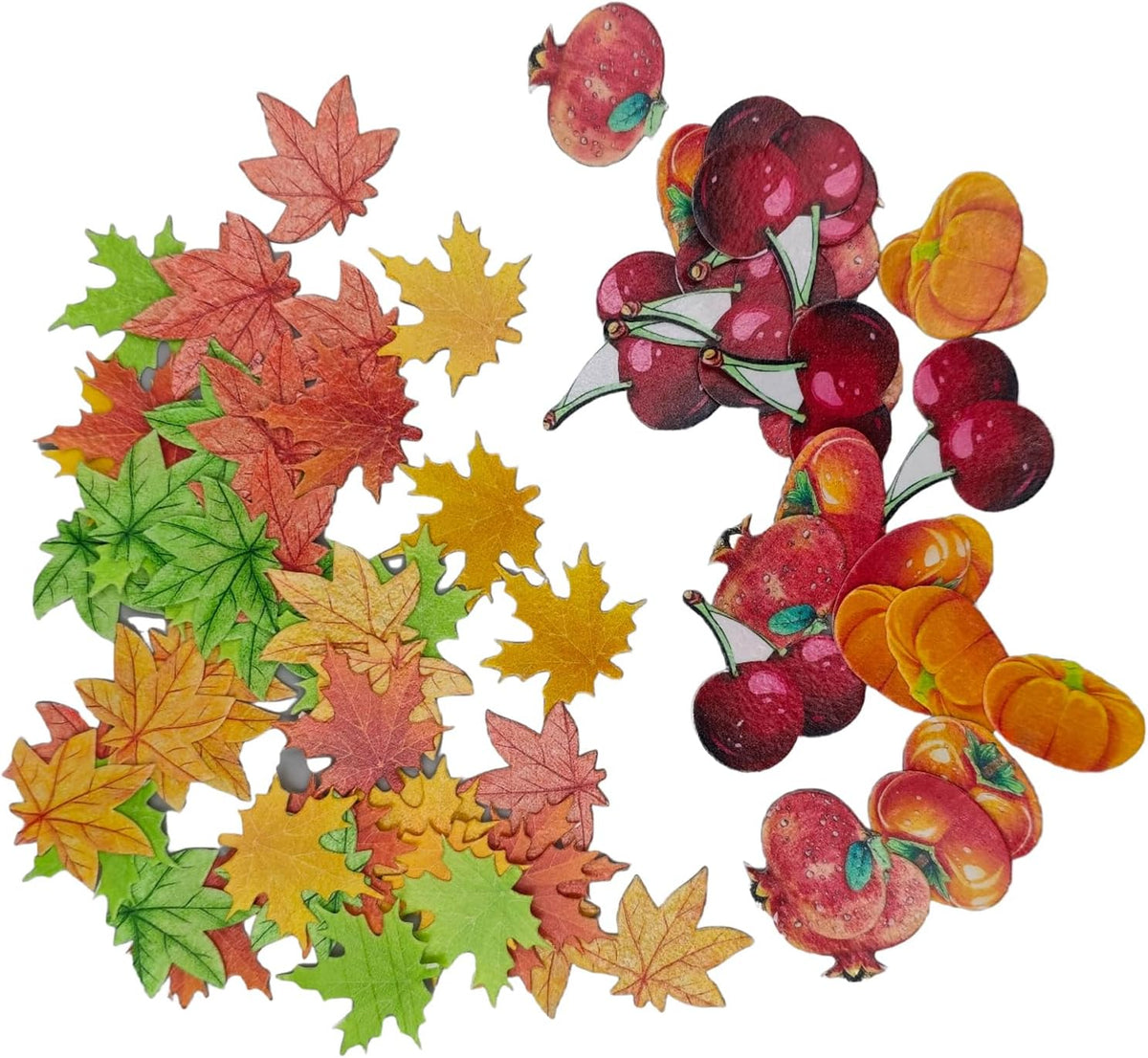 74pcs Thanksgiving Edible Fall Maple Fruit for Cake Decorating Cupcake Toppers Wedding Themed Party