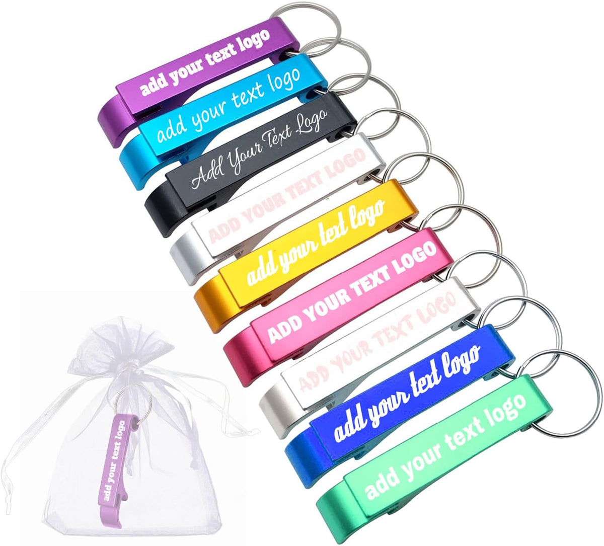100pcs Personalized Bottle Opener Keychain Custom Aluminum Beer Bottle Opener Engraved Any