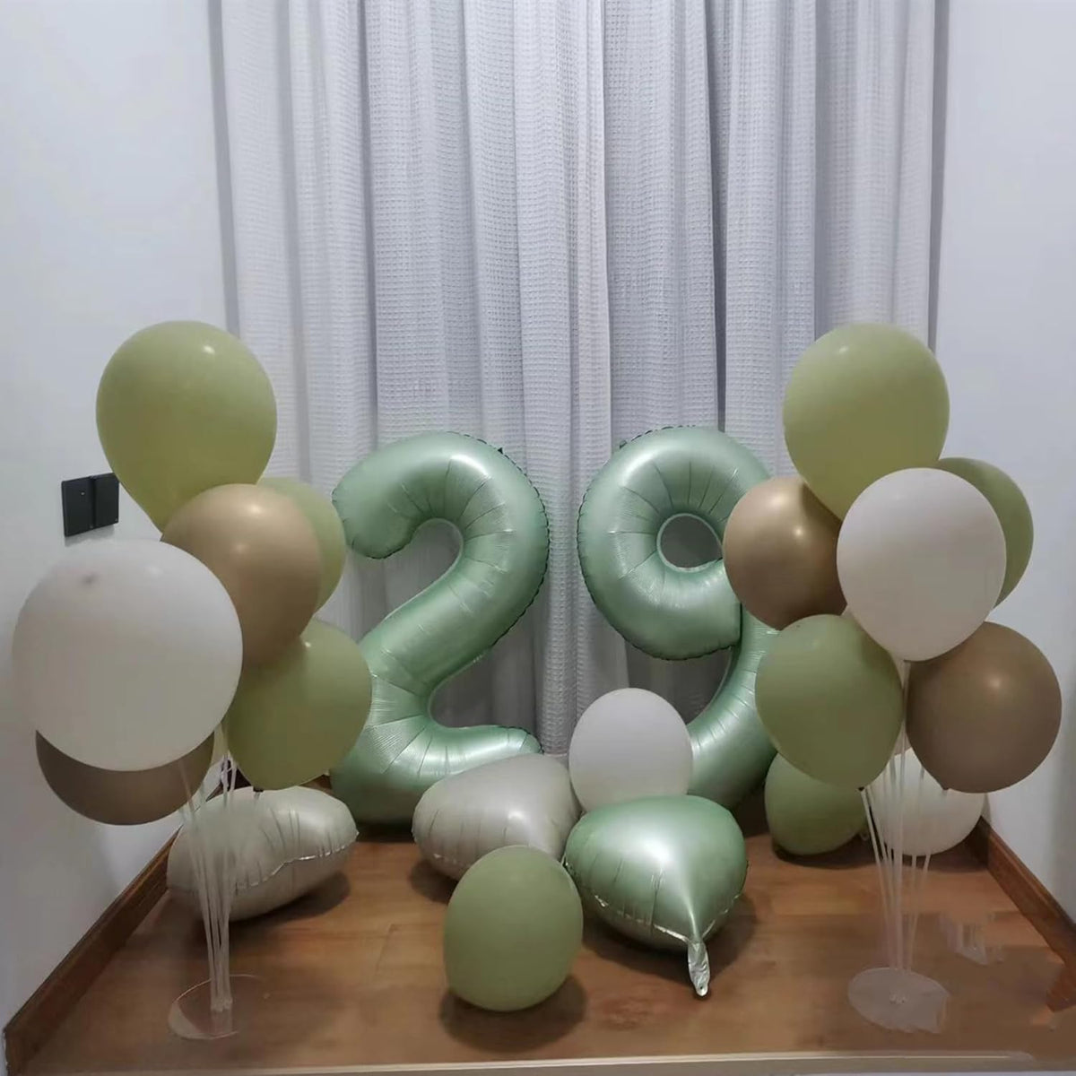 40 Inch Olive Green Number 9 Balloon Big Self Inflating Foil Number Balloons 0-9,Light green