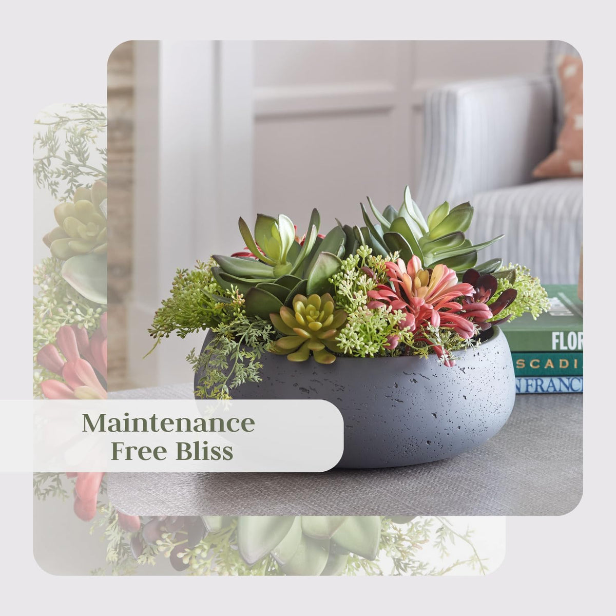 Faux Succulent Arrangement, Premium Artificial Indoor Plant Enhances Interior Design, Display on