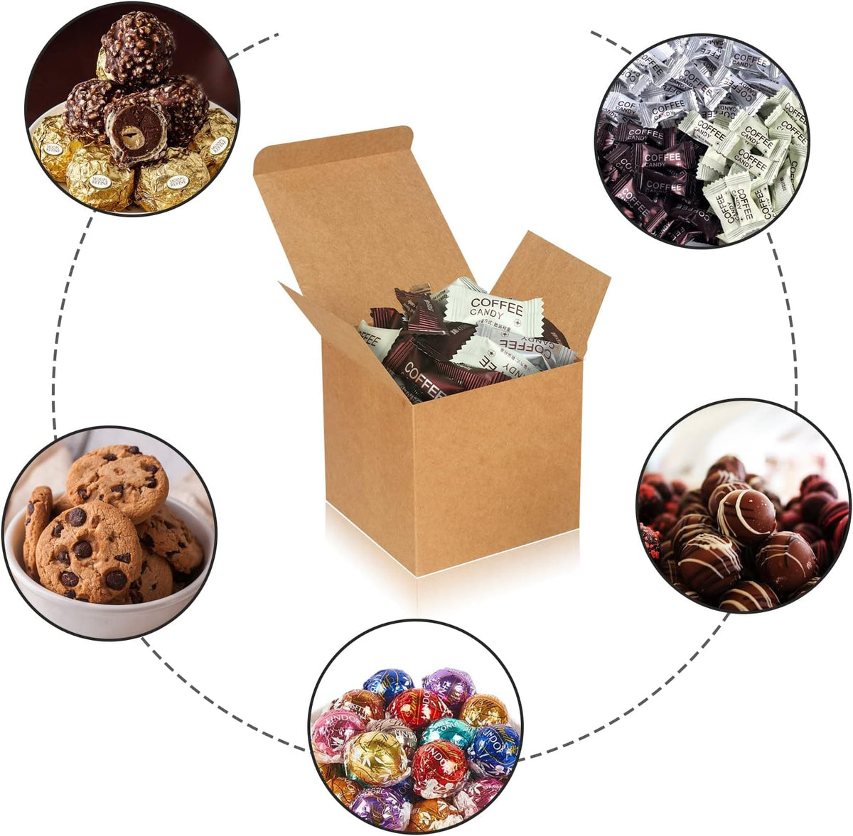 100 Pack Small Gift Boxes, 2x2x2 Inches Favor Boxes Brown Paper Gift Boxes with Lids for Presents