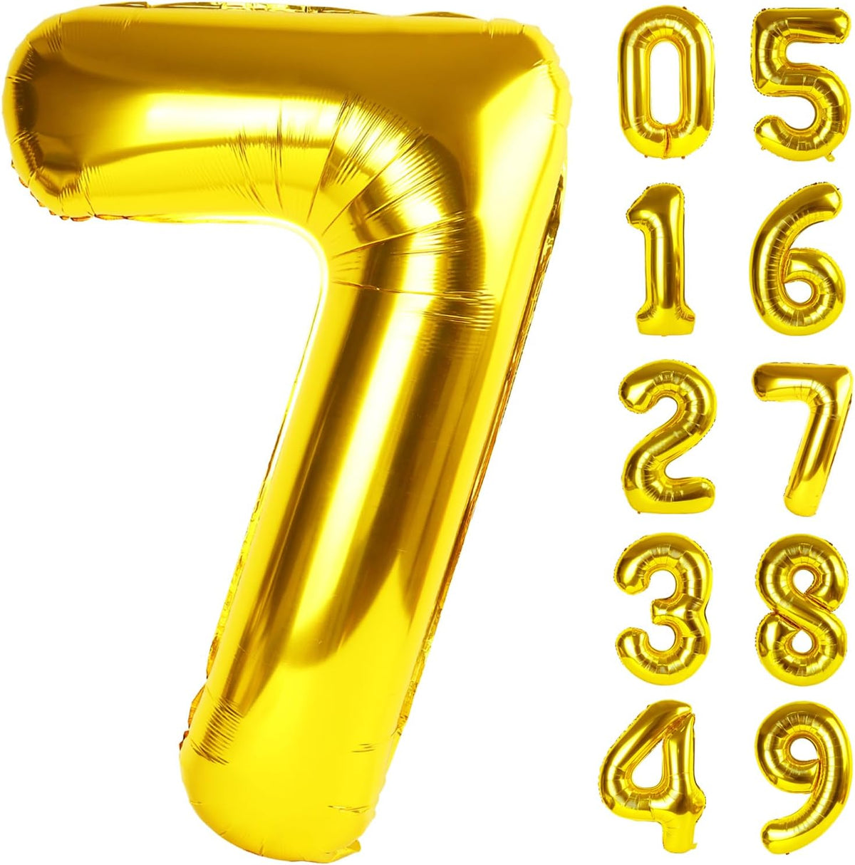 40 Inch Number Balloons Gold 7 Balloons, 7 Birthday Baby Girl Boy 7 17 27 37 Birthday, Birthday