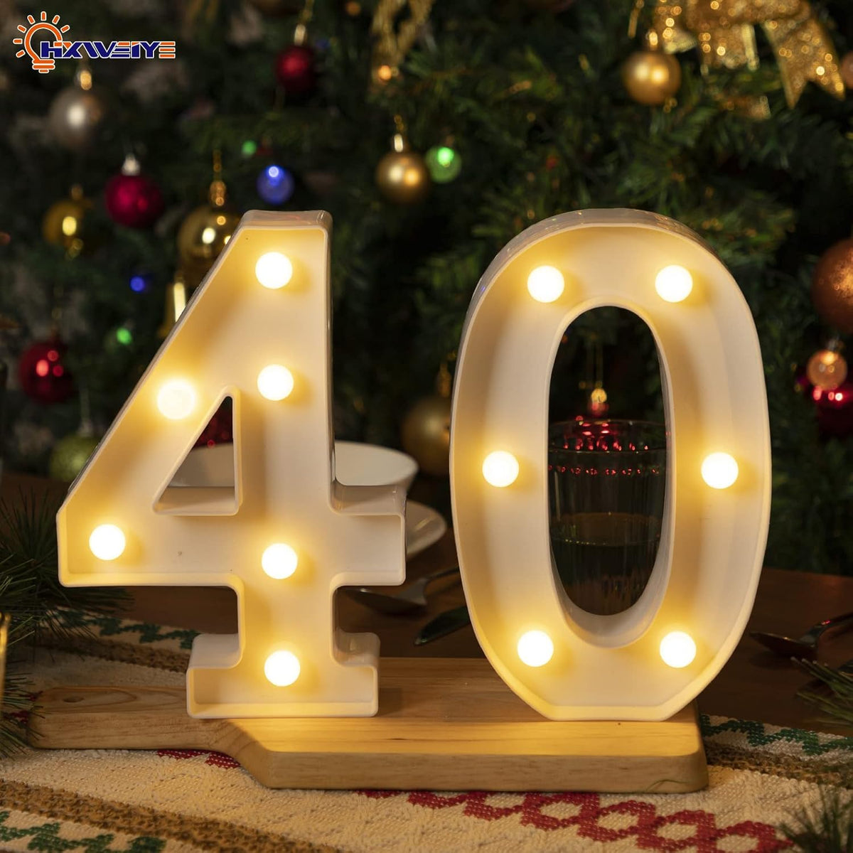 HXWEIYE Marquee Light Up Numbers-4, Led Large Numbers Letters Sign 26 Alphabet and 10 Number for
