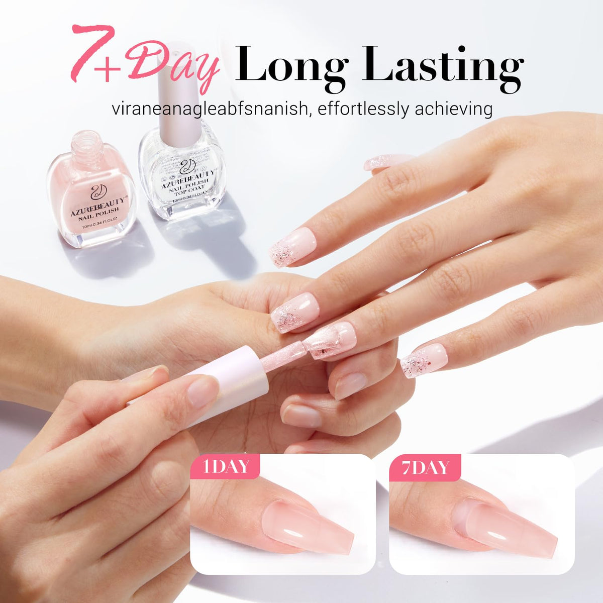 AZUREBEAUTY Nail Polish Set, 4 Colors Nude SKin Glitter Pearl Long Lasting All Season Quick Dry