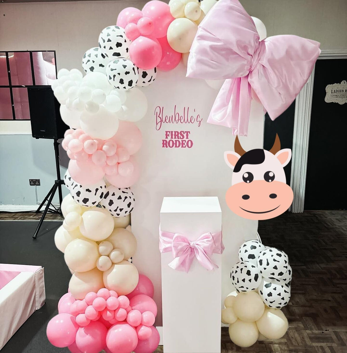 Paready Pink Cow Balloons Set - 50Pcs White Print, 12 Inch Hot Pastel Ivory Apricot for Farm Theme