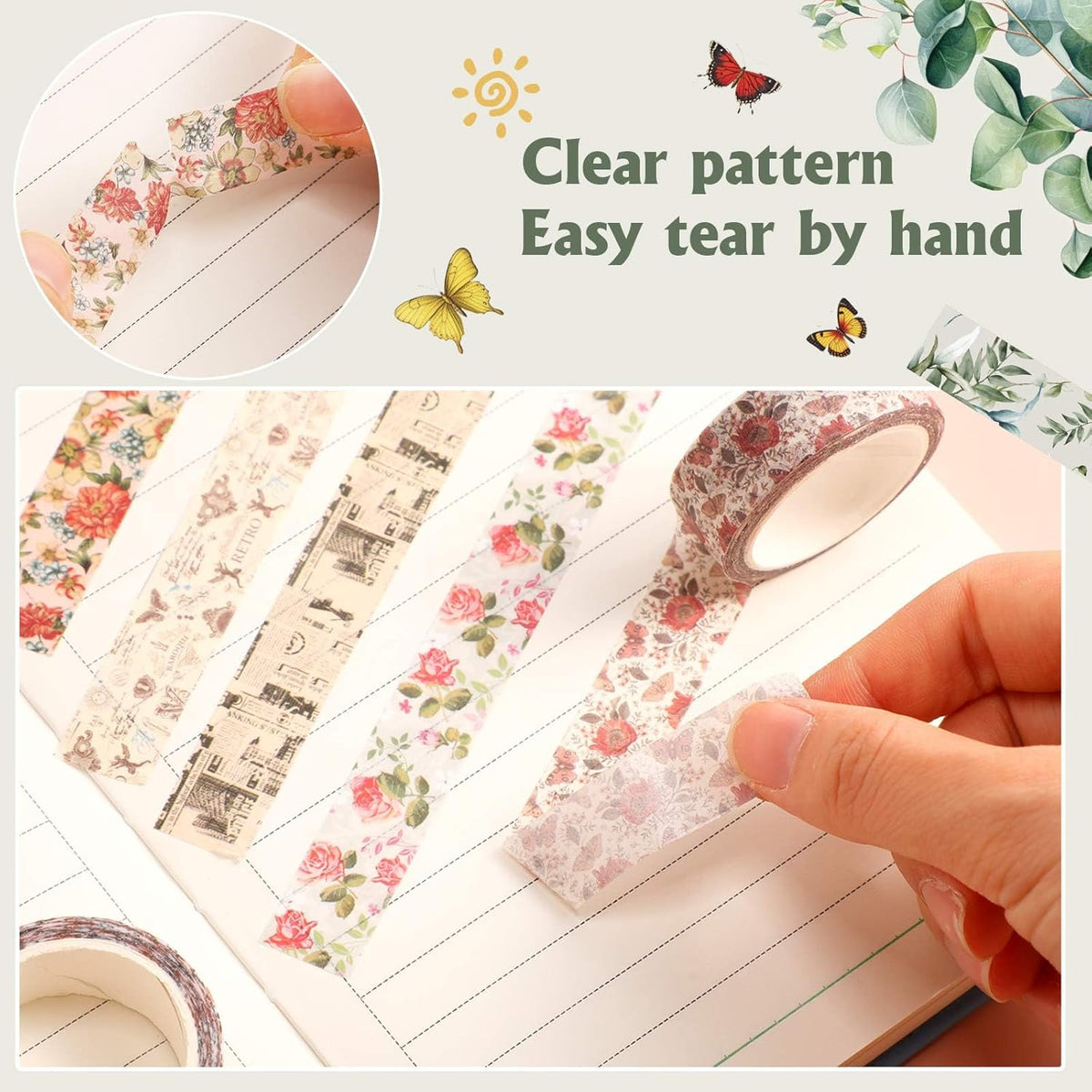 TaoBary 33 Rolls Holiday Plaid Washi Tape, 15 mm Seasonal Washi Tape Set Bohemian Colorful Vintage