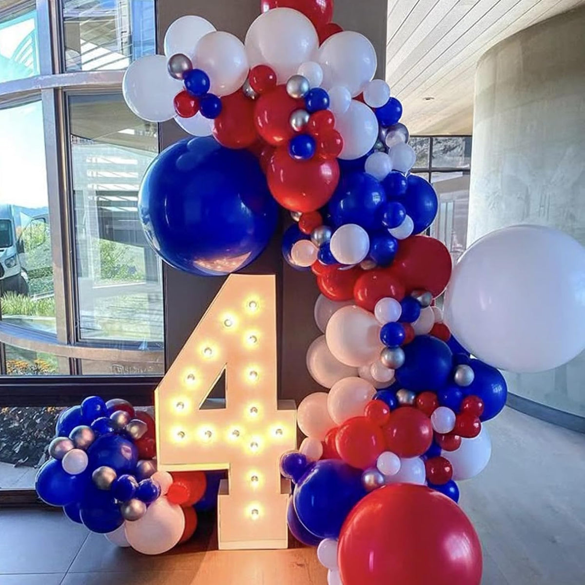 Red White Blue Balloons,50 Pcs 12 Inch Red Blue White Confetti Latex 4th of July Patriotic Nautical