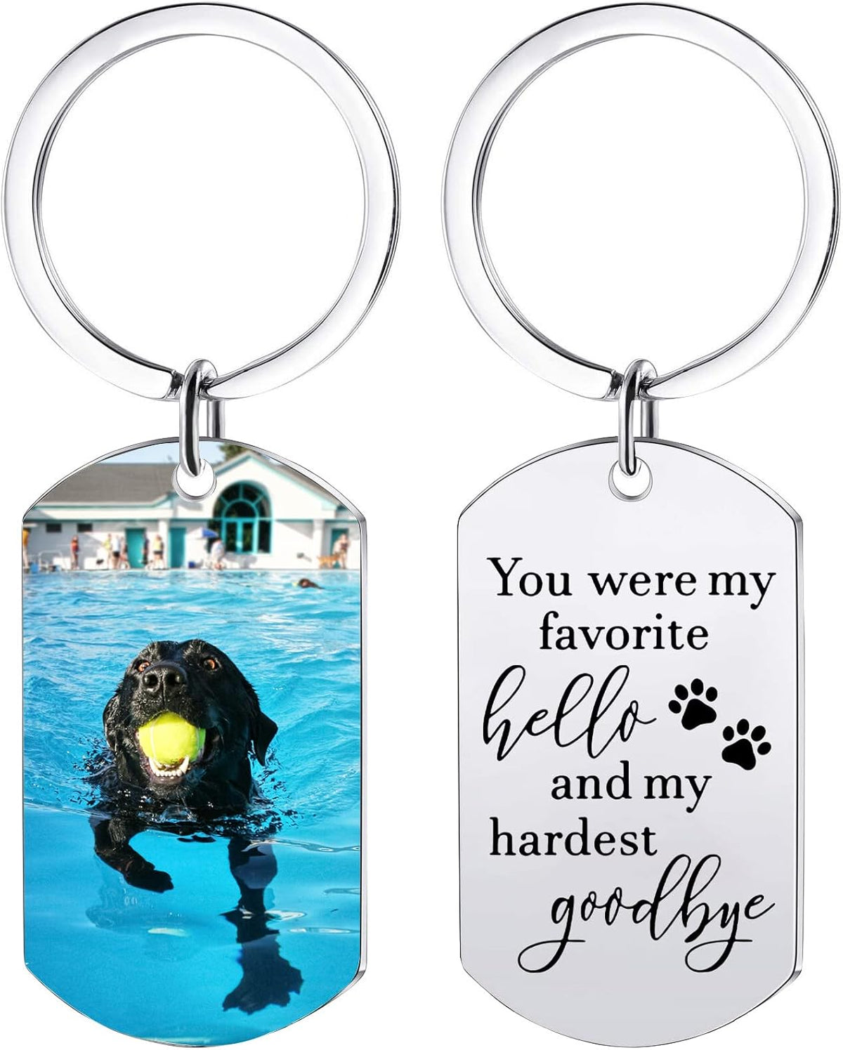 Funnylife Personalized Dog Memorial Photo Keychain Stainless Steel Custom Pet Memory Keychain Loss
