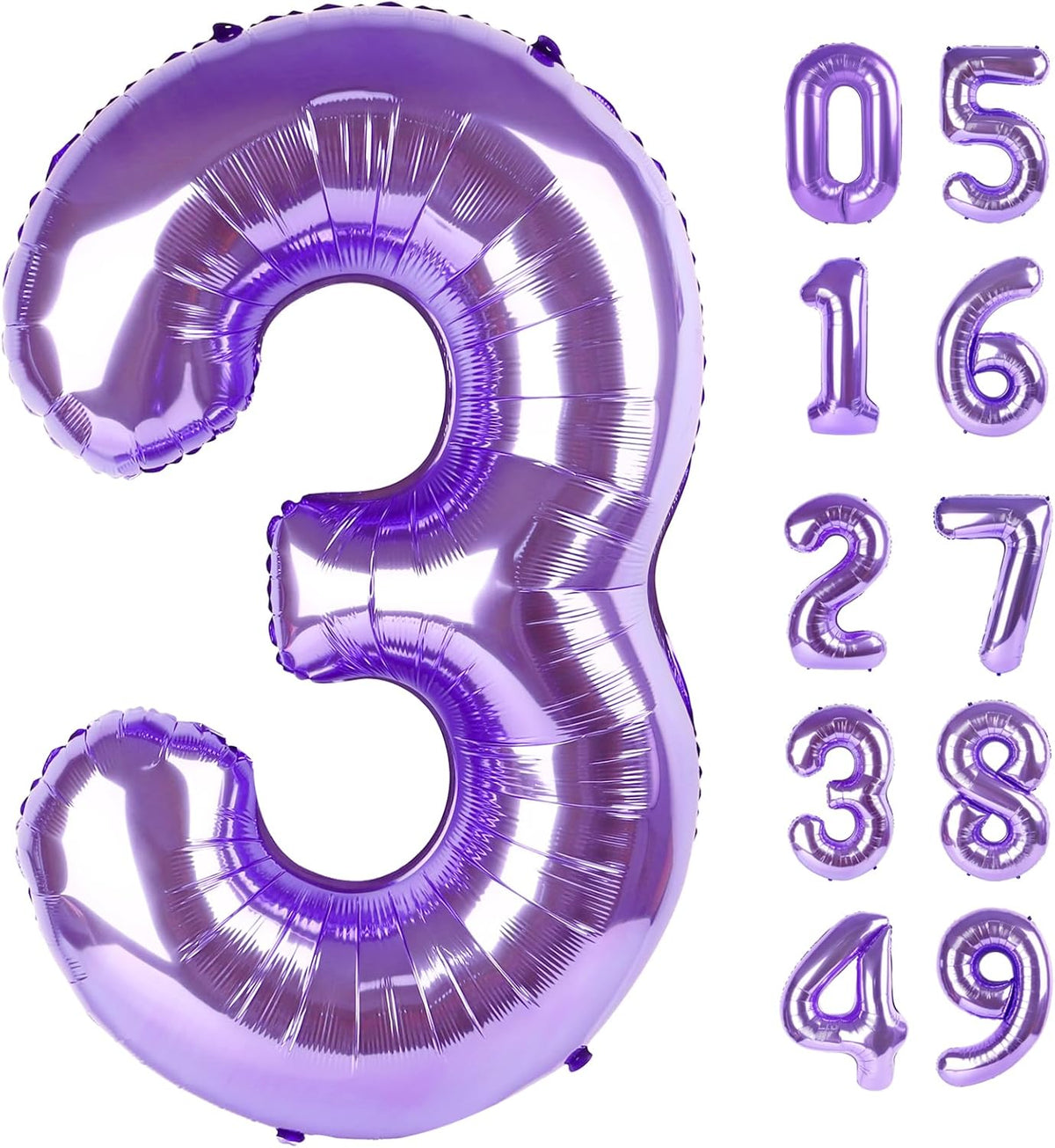 Large Purple Number 3 Balloon 40 Inch, 3 Three Wednesday Birthday Balloons,3rd 13 30 31 33 43 53