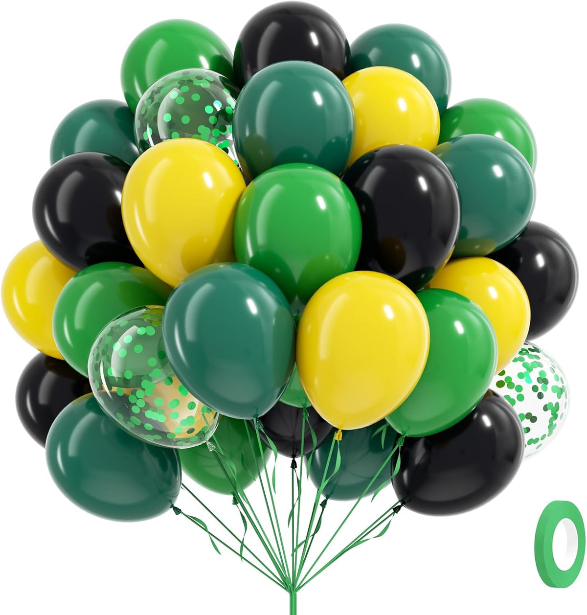 60pcs Tractor Balloons 12inch with Black Green and Yellow Balloons for Baby Shower Farm Tractor