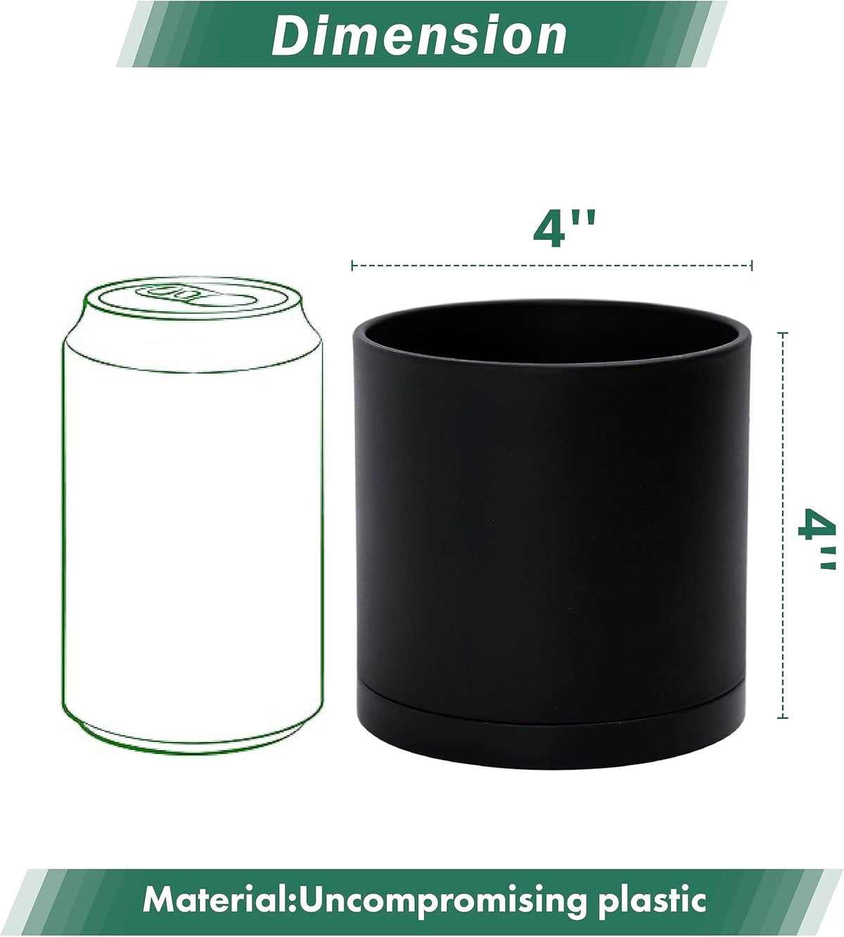 D'vine Dev 2 Pack 4 Inch Modern Plastic Plant Pots, Small Garden Planters for Plant with Drainage