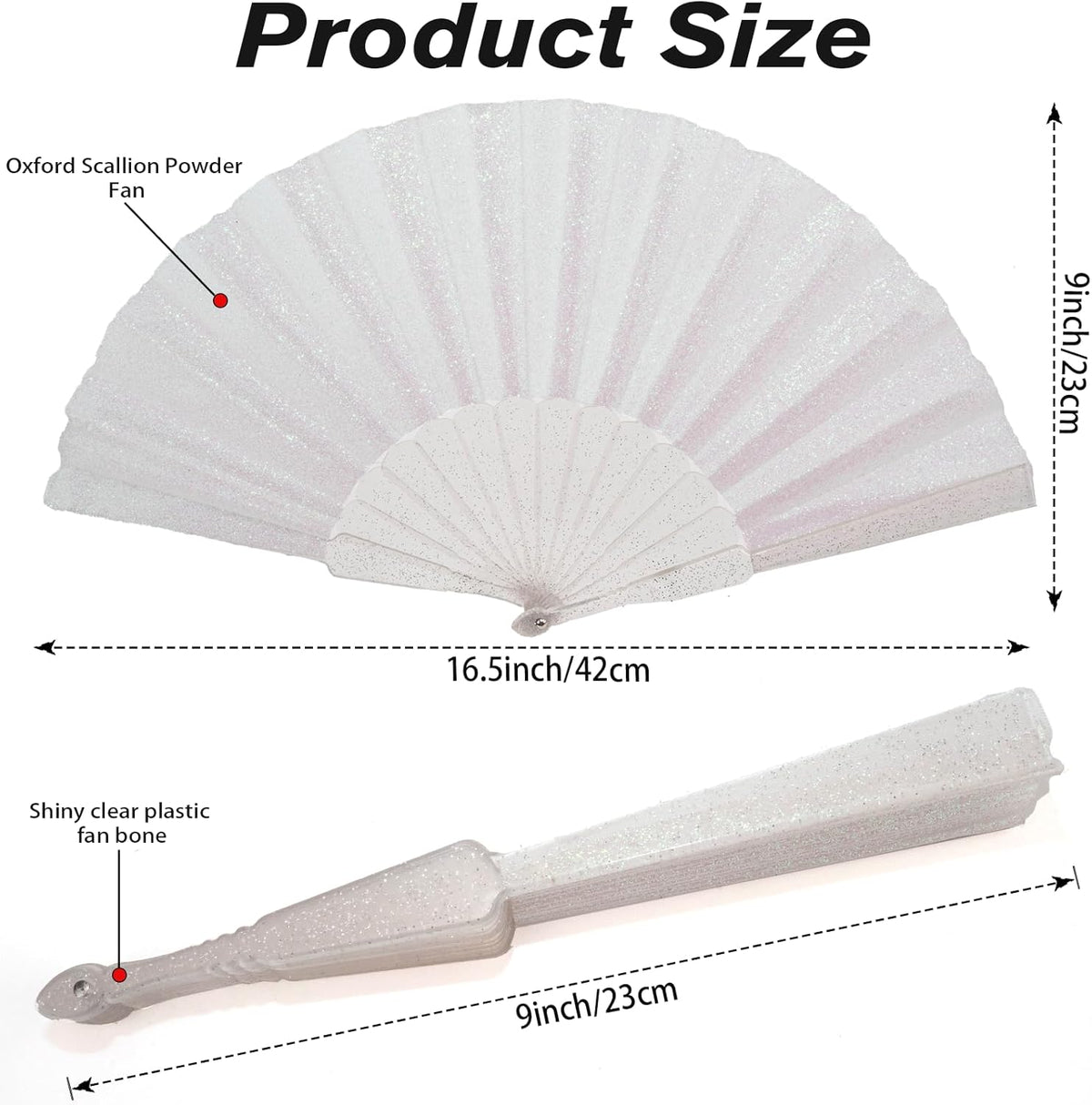 24 Pack Handheld Fan,Folding Hand Glitter fan with Shining Transparent Fan Rib – Ideal for Wedding