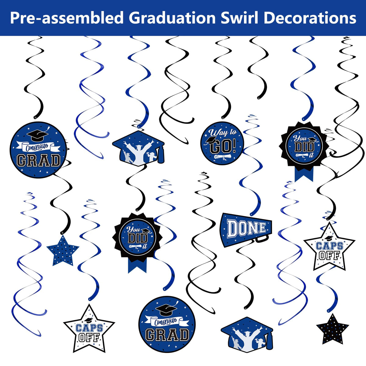 DAZONGE Graduation Decorations 2026 Blue, 265pcs Graduation Party Decorations 2026, Disposable