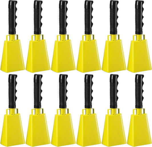 Pelopy 12 Pcs Large Cow Bell 9 '' Cowbell with Handle Cowbells for Sporting Events Hand Percussion