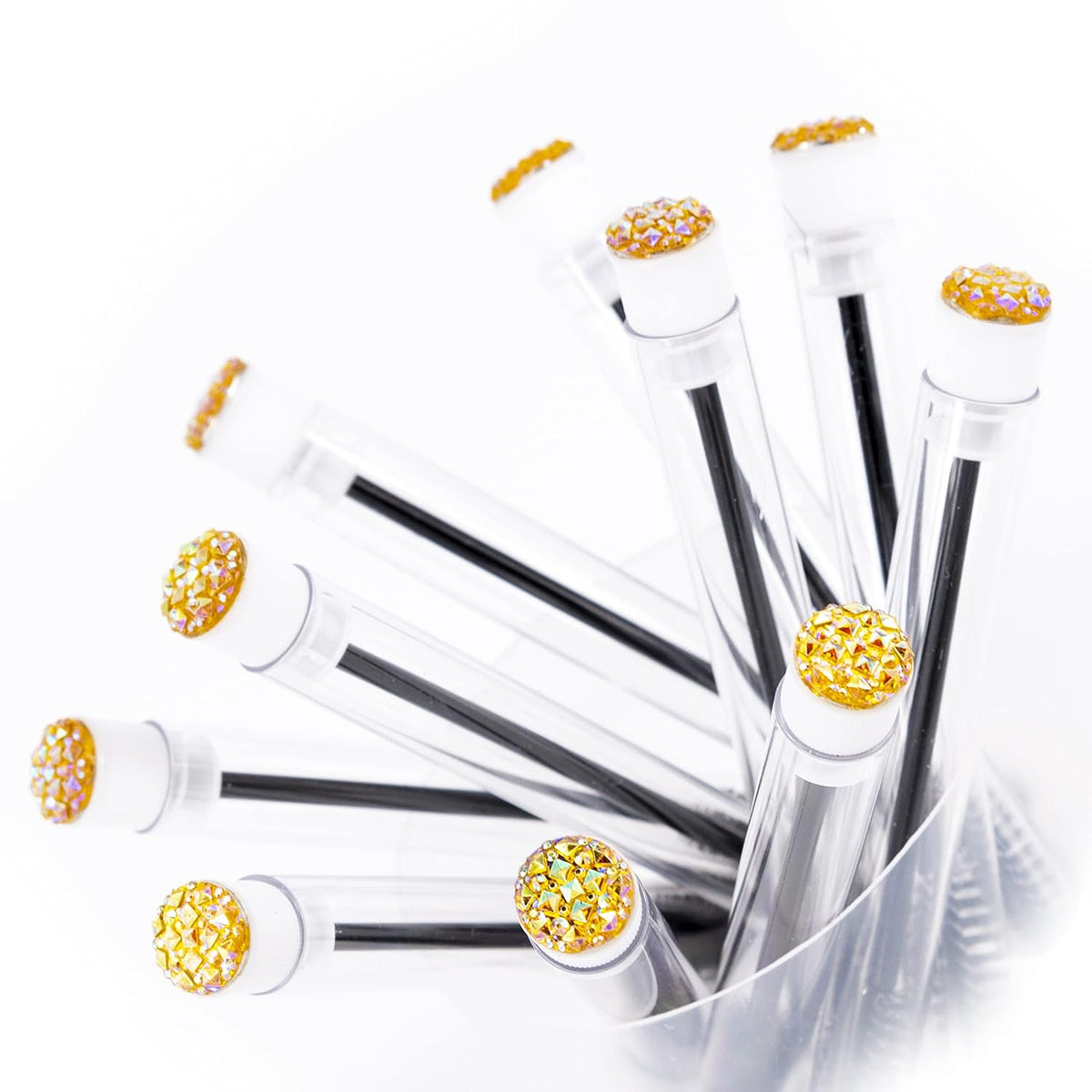 i-Laesh 10-Piece Disposable Mascara Wands with Tube - Diamond Spoolies for Eyelash & Eyebrow Makeup