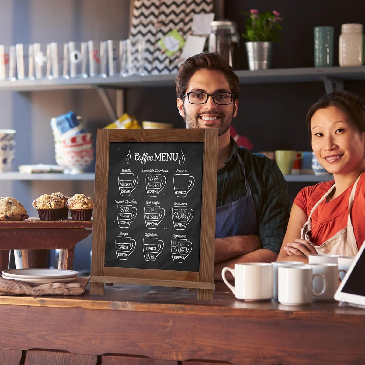Magnetic Chalkboard 10"x14" Small Chalkboard Signs with Stand, Tabletop or Wall-Hanging Menu Board