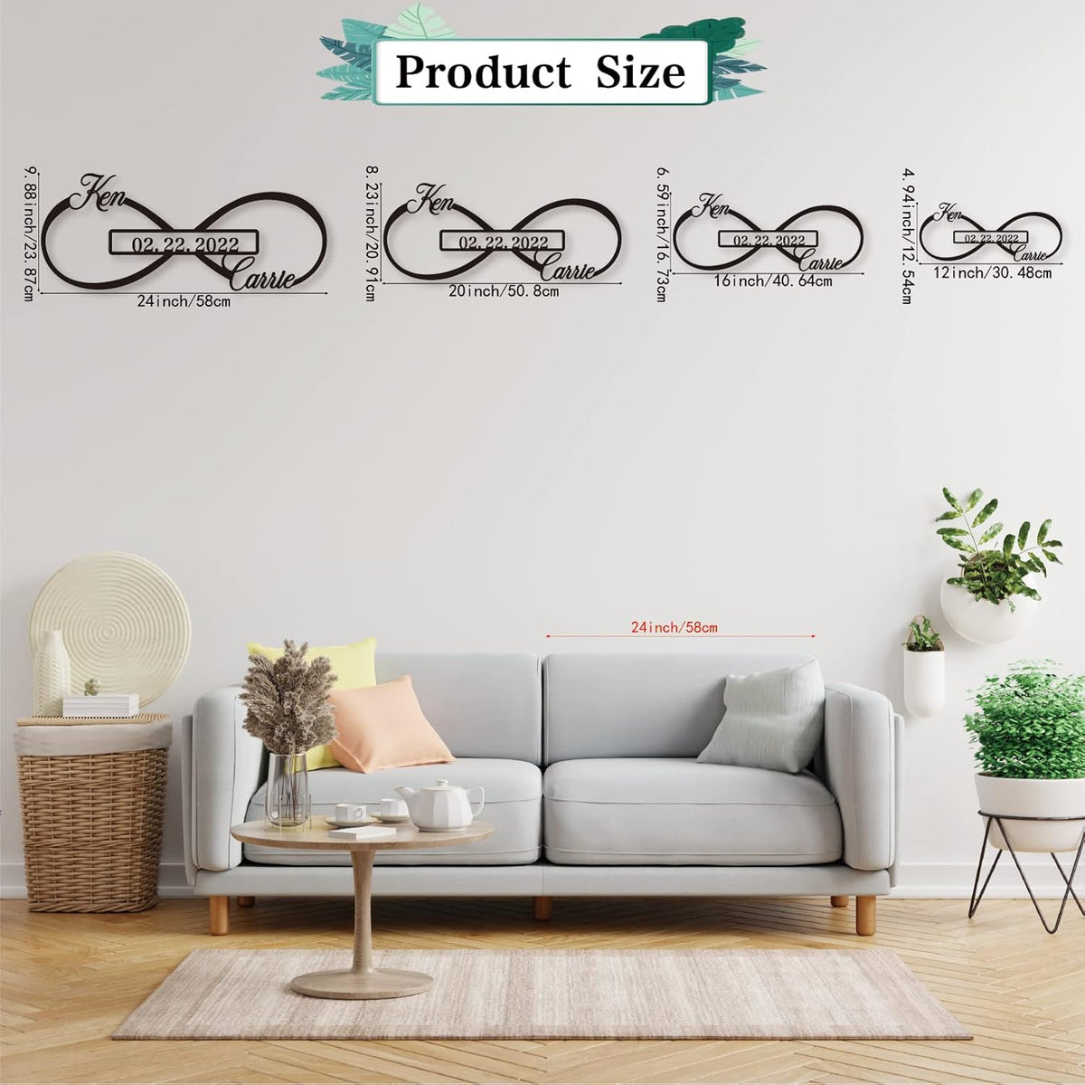 Personalized Infinity Symbol, Metal Love Sign, Love Sign Infinity Heart Sign Metal Wall Decor