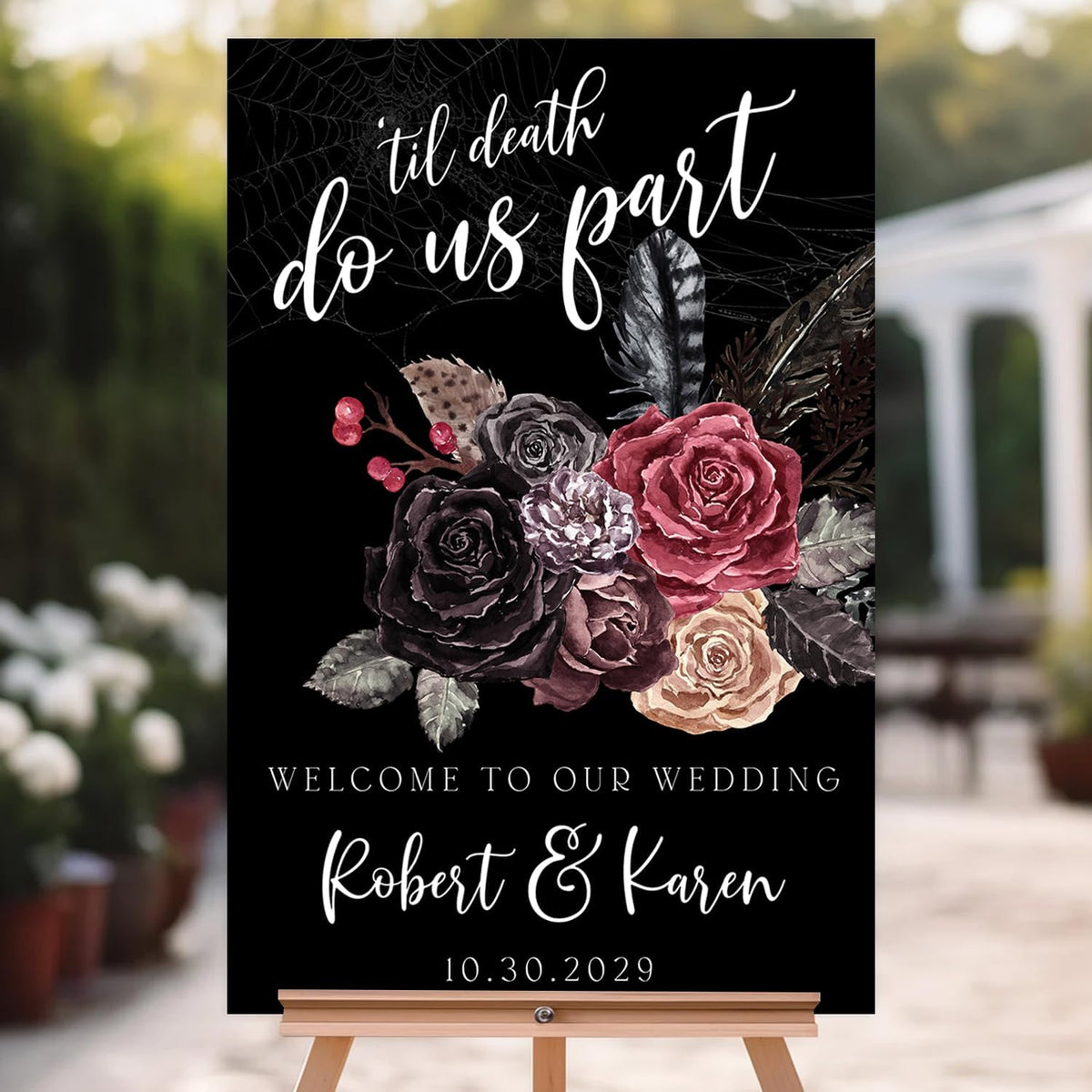 Welcome To Our Wedding Sign, Halloween Couples Shower, Gothic Love Wedding Welcome, Signage