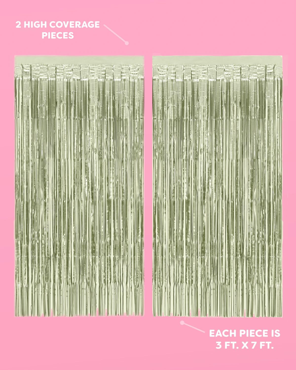 xo, Fetti Party Decorations Sage Green Foil Curtain - Set of 2 | Bachelorette Party Supplies, Cute