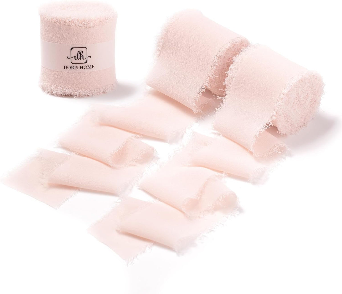 DORIS HOME Pink Chiffon Ribbon for Flower Bouquet, 2" x21Yd Fabric Ribbon for Gift Wrapping