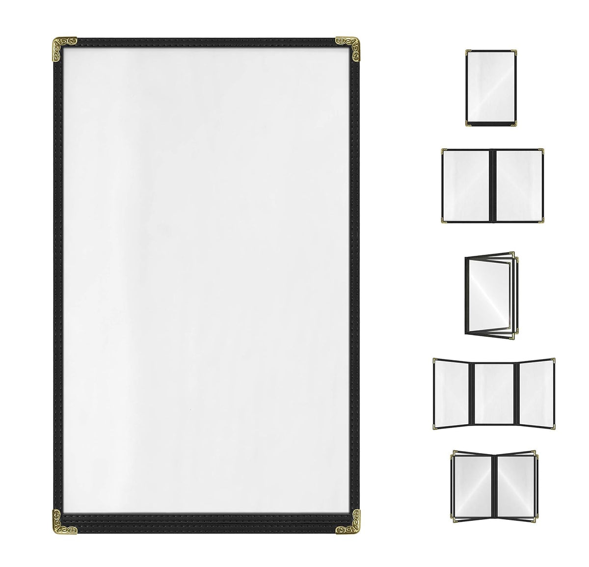 Goodsmart Restaurant Menu Covers – 25 Pack Black 2-View, Top-Loading Menu Holders, Vinyl & Plastic