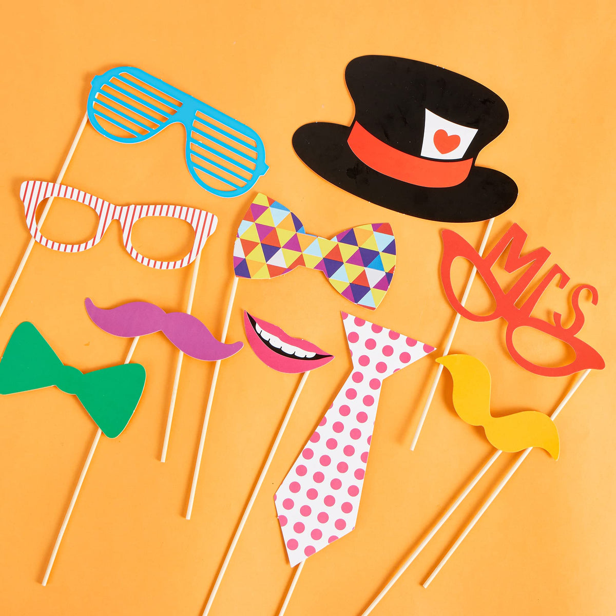 Joyin Toy Photo Booth Props 66 Pieces，Multicolor Kit for Graduation Wedding Party Supplies
