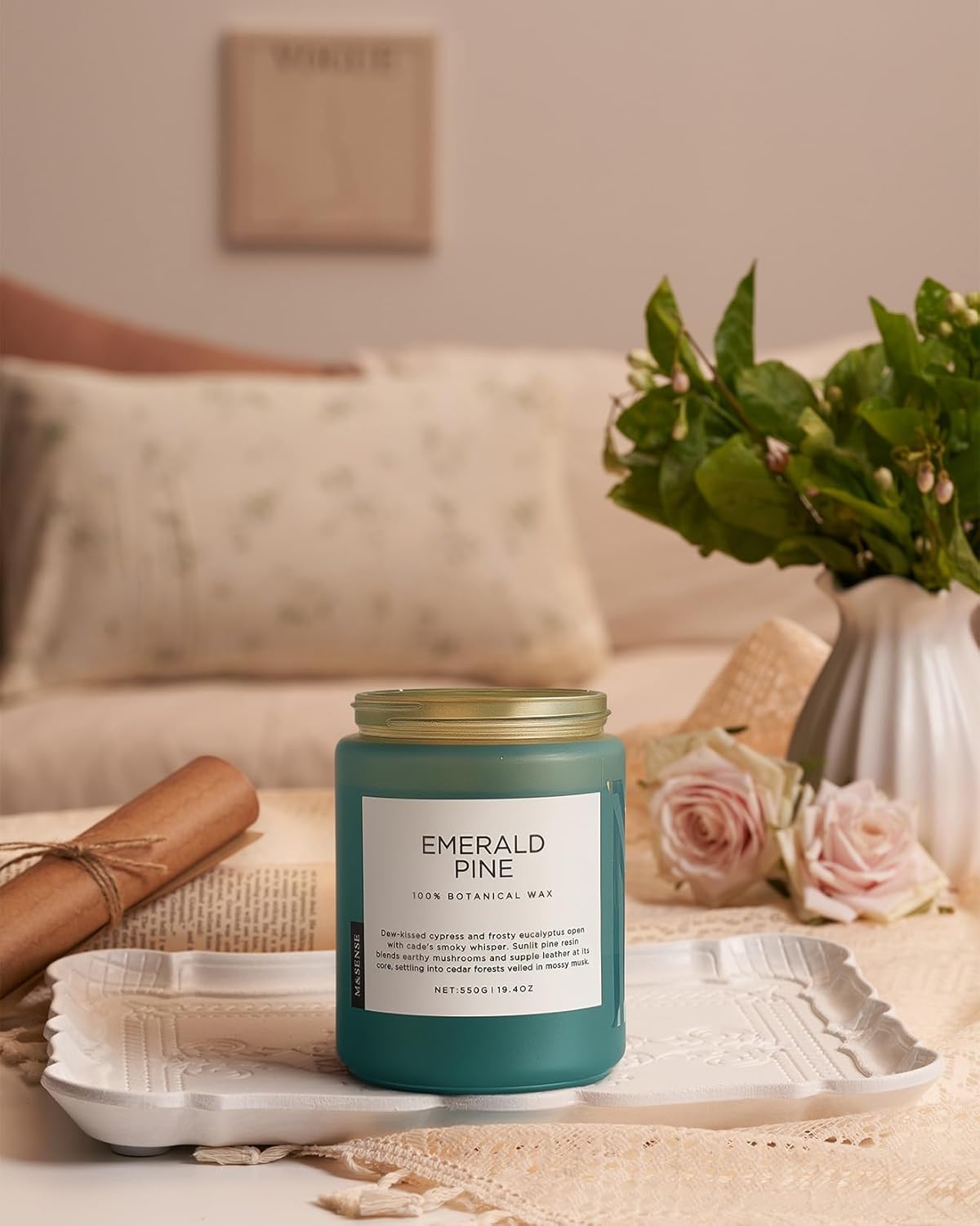 M&SENSE Pine Scented Candles Natural Soy Wax Clean Non Toxic 19.4oz 110 Hours Large Long Lasting