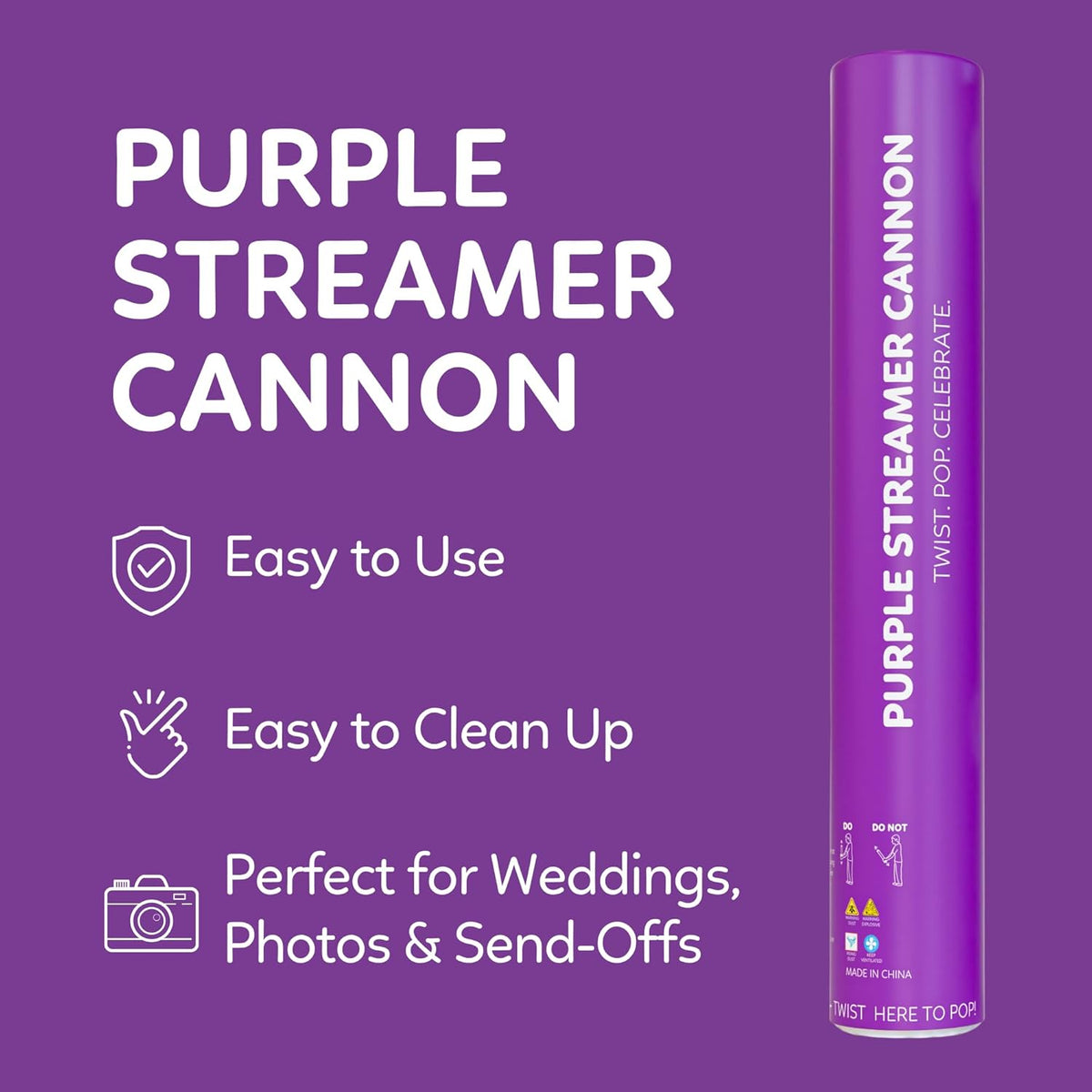 2 Pack Streamer Cannon Confetti Poppers | Biodegradable Purple Confetti | TUR Party Supplies |