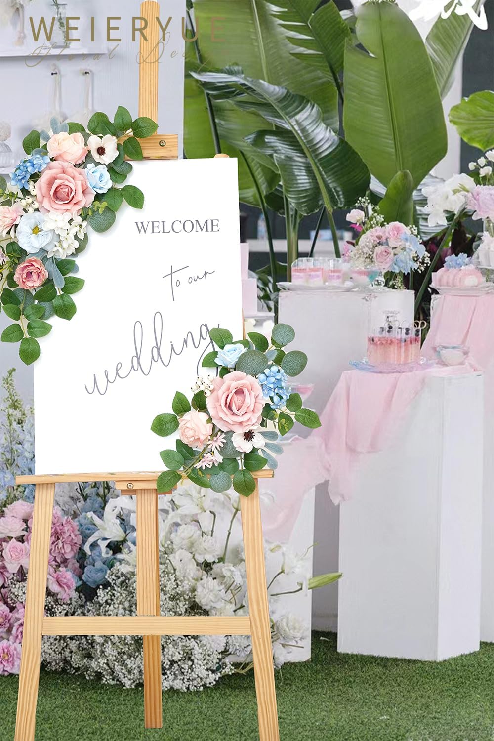 WEIERYUE(Pack of 2 Artificial Flowers Decorations,Artificial Arch Backdrop Garlandfor Ceremony